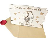 Wooden Anniversary Card with Polar Bears on the front and Card to Write in on the Back (More Than)