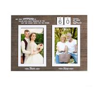 Wooden Anniversary Picture Frame for Then & Now Featuring Dual 4x6 Photo Slots and Heartfelt Quote Celebrating the Evolution of Your Love Story