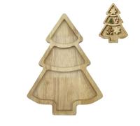 Wooden Apple Shaped Snack Tray 1.5cm Raised Edge for Christmas Serving | Premium Single Block Natural Wood Smart Compartments Prevent Crumbs for Christmas Cookies Nuts Holiday Party Serving