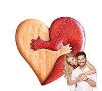 Wooden Art puzzle- Love Heart Ornament puzzleToken | Tiny Hug Special Hand Holding Gift, Heart Puzzles Sculptures Desktop Ornament Home Table Decoration
