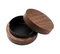 Wooden Ashtray with Lid for Smokers Carry-on Smokeless Ash Tray with Stainless Steel Liner Portable Car Ash Can with 3 Slots for Home Office Patio Decor Smoking Accessories (Black)