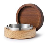Wooden Ashtray with Lid for Smokers Stainless Steel Liner Ash Tray Windproof Durable Easy to Clean Cool Ashtrays for Indoor or Outdoor Use, Patio, Office & Home