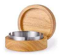 Wooden Ashtray with Lid for Smokers Stainless Steel Liner Ash Tray Windproof Durable Easy to Clean Cool Ashtrays for Indoor or Outdoor Use, Patio, Office & Home