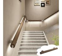 Wooden Auto-On LED Handrail Light, Vintage Stair Railing Indoor 30-315 inch, Strong Load-bearing Customizable Elderly Grab Frame Pipe(20in/51cm)