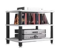 Wooden AV Rack 3-Tier Open Video Shelf with Steel Frame Home & Office Entertainment Stand Modern Media Tower for Living Room Home Theater and Studio