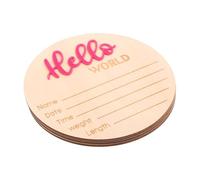 Wooden Baby Birth Announcement Signs 4pcs Round Pink Rustic | Records Date, Time, Weight and Height, Keepsake for Baptism Presents, Simple Elegant Decorative Piece