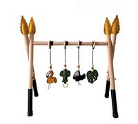 Wooden Baby Gym for Play Toy with 4 Gym Rattle for Infant Tummy for Time Foldable Hanging for Newborn 1/2/3/6/9m Nursery Sensory Ring-Pull