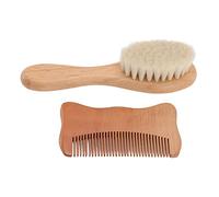 Wooden Baby Hair Brush Comb Set Wool Soft Bristles Gentle Scalp Massage Newborn Toddler Grooming Kit Composite Wood Lightweight 70g 2PCS