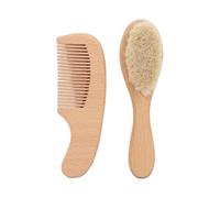 Wooden Baby Hairs Brush Set With Soft Goat Bristles Newborn Baby Essential Baby Hairs Brush And Comb Set For Newborn