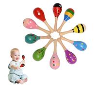 Wooden Baby Maracas - 4 Pcs Colorful Shakers, Sensory Musical Instrument for Party Favors, Classroom Prize Supplies
