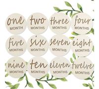 Wooden Baby Monthly Milestones for Newborn Baby,1-12 Months Baby Announcement Discs, Pregnancy Baby Shower Gifts (Wooden Milestone Discs)