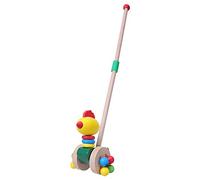 Wooden Baby Push Cart Toy - Cartoon Animal Walker for Toddlers, Bright Colorful Chicken Design, Push & Pull Learning Toy