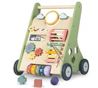 Wooden Baby Push Walker for 1 Year Old, Toddler Walking Toy from 10 Months | Help Babies Build Balance & Confidence, Stable & Sturdy, 9 Interactive Toys, Smooth Edges, Non-Toxic Paint, 1st Birthday Gift