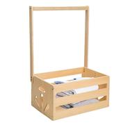 Wooden Baby Shower Crate - Baby Storage Crate Hamper with Handle,Small Hamper for Nursery Blanket Diaper Toy Clothes Keepsake Hospital Stay Mother's Day Women Pregnancy Celebration