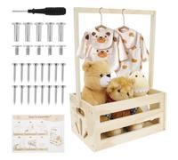 Wooden Baby Shower Crate Closet, Smooth Wood Baby Shower Basket with Handle,Large Capacity Babies Storage Crate Hamper,Attractive Closet Babies Clothes Rack for New Born Baby Shower (Style B)