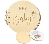 Wooden Baby Shower Guest Book, 40 Pages Baby Shower Book to Sign Baby Shower Keepsake Guestbook for The Baby and Advice for New Parents Moms-to-Be