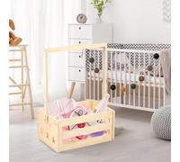 Wooden Baby Storage Crate, Smooth Wooden Baby Shower Hamper for Newborns with Handle - Welcome Basket for New Born Baby Shower New Parents (D)