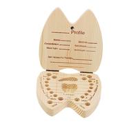 Wooden Baby Teeth Keepsake Box with Labelled Holes Khaki