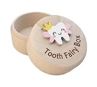 Wooden Baby Tooth Box - Personalized Tooth Fairy Box, Baby Tooth Keepsake Holder | Tooth Storage Fairy, Milk Teeth Storage Container, Tooth Saver for Baby Shower, Teeth Container for Boys, Girls
