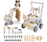 Wooden Baby Walker - 3-in-1 Baby Push Walker and Activity Walker, Rubber Wheels