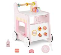 Wooden Baby Walker Multifunctional Ice Cream Cart Toy-Pink Gymax Pink One Size