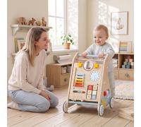 Wooden Baby Walker with Detachable Double-Sided Activity Board for 1-3 Years