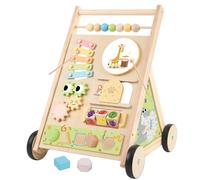 Wooden Baby Walker with Wheels Push Walker for Babies 6-12 Months Toddlers Montessori Walking Toys for 1 Year Old Learning to Walk Activity Center for 12-18 Months Boys Girls Gifts Color Sorting Toys