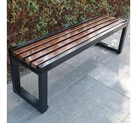 Wooden Backless Garden Bench - Outdoor Patio Loveseat with Metal Frame, Slatted Seats for 2-3 People, Perfect for Parks, Lawns, Schools, and Plazas - Stylish Deck Furniture