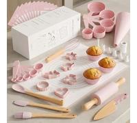 Wooden Baking Set for Kids - A Complete Set of Real Kitchen Utensils Gives Toddlers a Fun Cooking Experience - Durable Safe to Use Tools are Perfect for Gifting to Create Lasting Family Memories