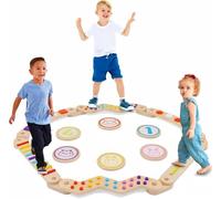 Wooden Balance Beam and Balance Stone for Kids,Sensory Balance Board,Montessori Obstacle Course For Toddler Indoor & Outdoor,Coordination & Stability Exercise Game,Toy/Gift For Girls Boys 3+
