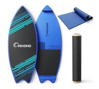 Wooden Balance Board with Mat, Exercise Balance Stability Trainer to Improve Balance, Core Balance Trainer for Fitness, Rehab, Surf (Black)