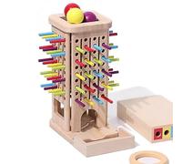 Wooden Ball Drop Toy and Pick Up Sticks Game for Kids Ages 3-5, Fine Motor Skills Toy, Dice Math Game, Indoor Educational Wooden Board Game for Boys and Girls