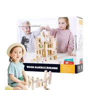 Wooden Ball Track, Puzzle Game for Learning Science, Technology, Engineering and Mathematics, Wooden Ramp Circuit with 60 Balls - for Boys STEM Learning