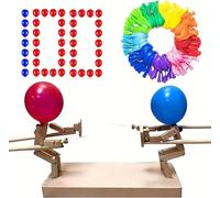 Wooden Balloon Brawlers Fencing Game - 2 Player Puppets Head Floor Games with Handmade Battle Game Puppet Set, Fun Fighting Game for Kids & Adults (With 100 Balloons)