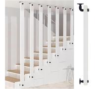 Wooden Balusters Staircase Guardrail Indoor, Modern Baby Proof Railing Handrail with Bracket & Screws, for Loft/Villas/Office/Apartment Stairs Remodeling(White 1piece,6.5ft/198cm Tall)