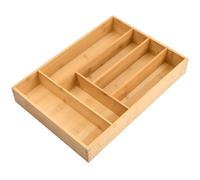 Wooden Bamboo Cutlery Tray 43x30x6 cm, Kitchen Drawer Insert Large 6 Compartments, Wood Utensil Holder Rack Organizer, Cooking Baking Utensils Storage Case, Flatware Drawer Dividers for Home Office