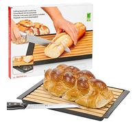 Wooden Bamboo Cutting Board with Metal Crumb Catcher Tray for Bread Chopping Slicing and Serving