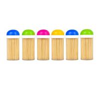 Wooden Bamboo Toothpicks Cocktail Sticks With 6 Pcs Dispenser Box Natural Dental Floss Double Pointed Disposable Appetiser Sticks Food Grade Wooden Picks Ideal For Teeth Cleaning Home Party Essentials