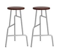Wooden Bar Stool Backless with Modern Creative Metal Legs, High 65/75cm Counter Height Barstools for Breakfast Bar Kitchen Counter, Dining Chairs with Footrest