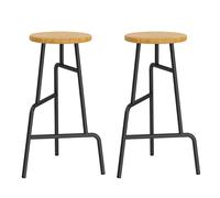 Wooden Bar Stool Backless with Modern Creative Metal Legs, High 65/75cm Counter Height Barstools for Breakfast Bar Kitchen Counter, Dining Chairs with Footrest