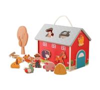 Wooden Barn Toys - Wooden Barn Stacking And Sorting Toys Durable Build, Engaging Learning Activity For Fine Motor Skills Development | For Educational Farm Play Shape Sorting Stacking Learning Use