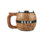 Wooden Barrel Beer Mug: Large Size Beer Mug With Stainless Steel | Retro Craft Tank For Drinks, Cup For Beer, Home Kitchen Use, Camping In The Air