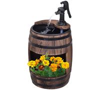 Wooden Barrel Pump Fountain Carbonised Solid Fir 27x27x59cm Electric Weathered