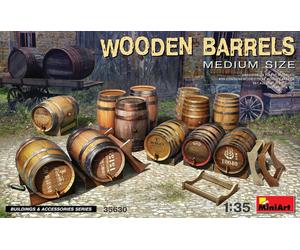 Wooden Barrels. Medium Size Diorama 1:35 Plastic Model Kit MINIART