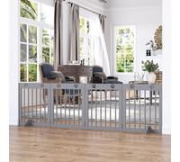 Wooden Barrier Folding Pet Fence with 4 Panels Light Grey