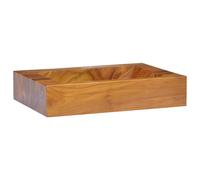 Wooden Basin Solid Teak Hardwood 50x35x10 cm Finished Natural Grain Drain 5cm.