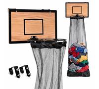 Wooden Basketball Hamper - Hoop Laundry Basket Over the Door - Room Decor
