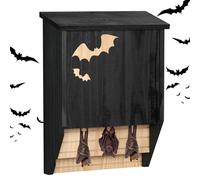 Wooden Bat Box, Double Chamber, Weatherproof Bat House & Nesting Box, Ready Assembled Bat Box, Shelter for Bats in Summer and Hibernation, Black