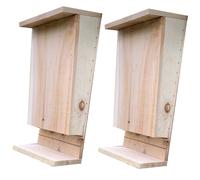 (Set of 2 Wooden Bat Boxes with Landing Perch) Wooden Bat Box with Landing Perch