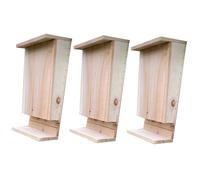 Selections Wooden Bat Box House for Roosting with Landing Perch and Grooved Interior - Pack of 3